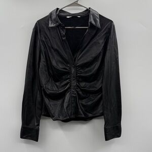 Zara Black Faux Leather Top